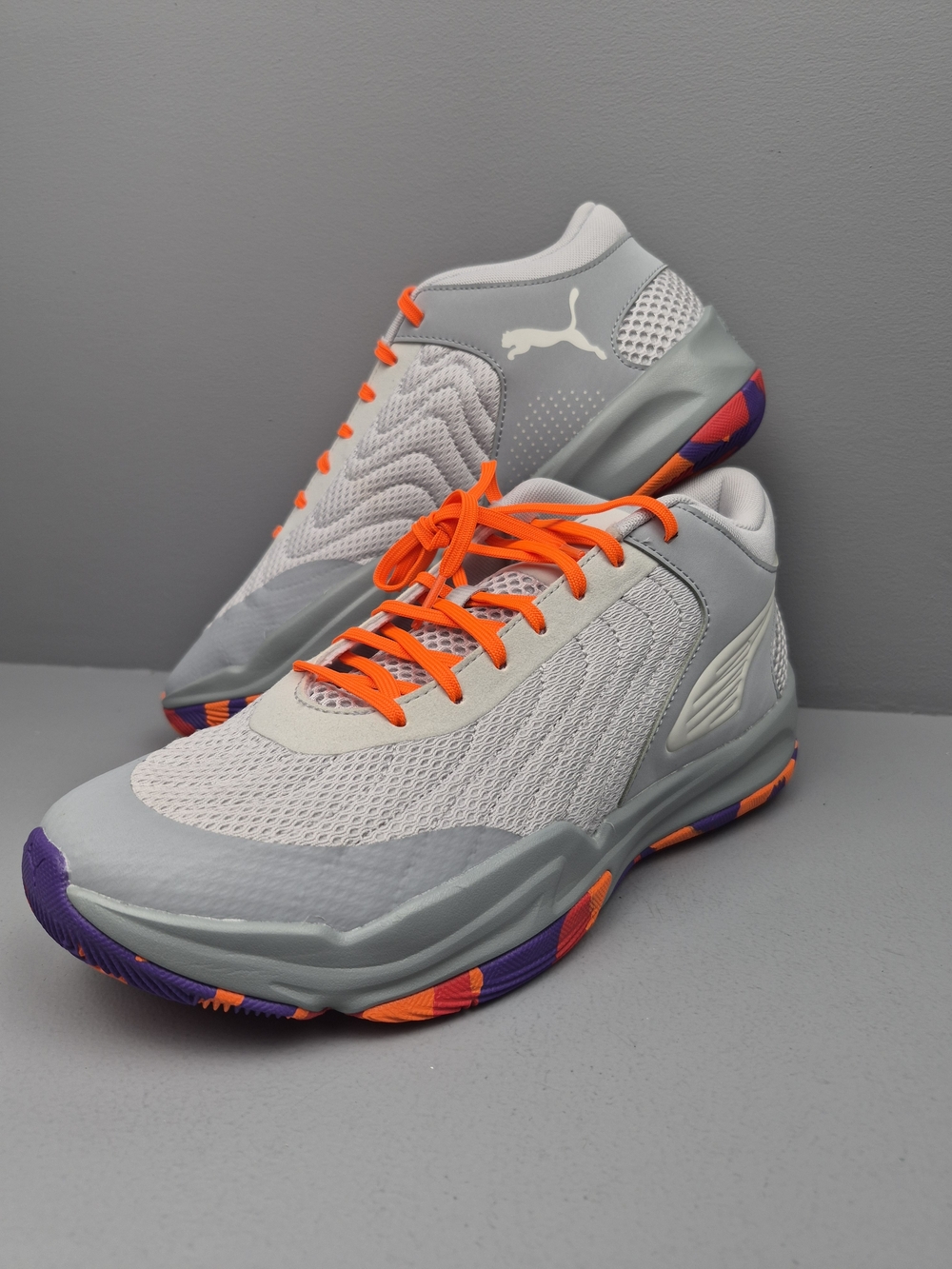 PUMA ProFoam Low Top Basketball Sneaker Gray Orange Purple 312316-01 10.5 Men's
